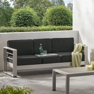 Crested Bay Outdoor Aluminum 3 Seater Sofa with Sunbrella Cushions patio chairs, outdoor seating