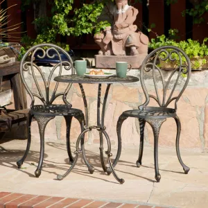 Dark Gold Cast Aluminum 3-piece Bistro Set - NH932232 patio chairs, outdoor seating