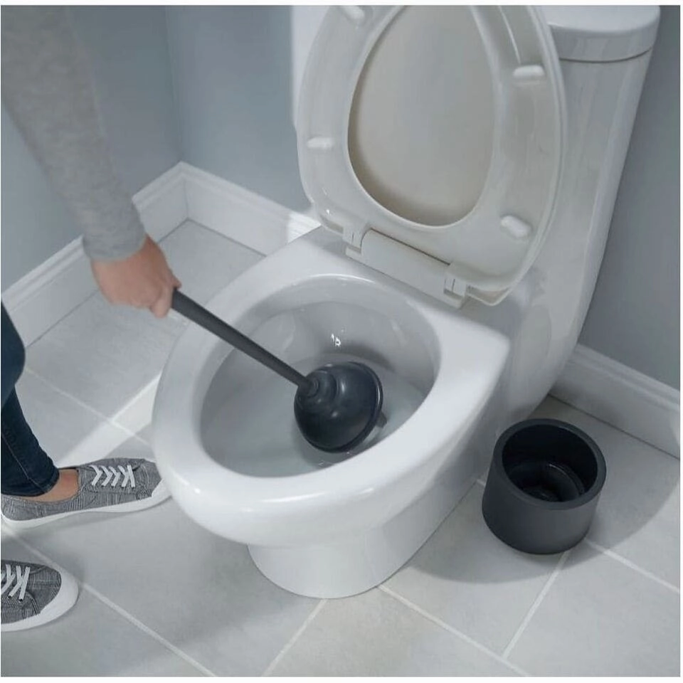 Dark Gray Toilet Plunger Set with Holster