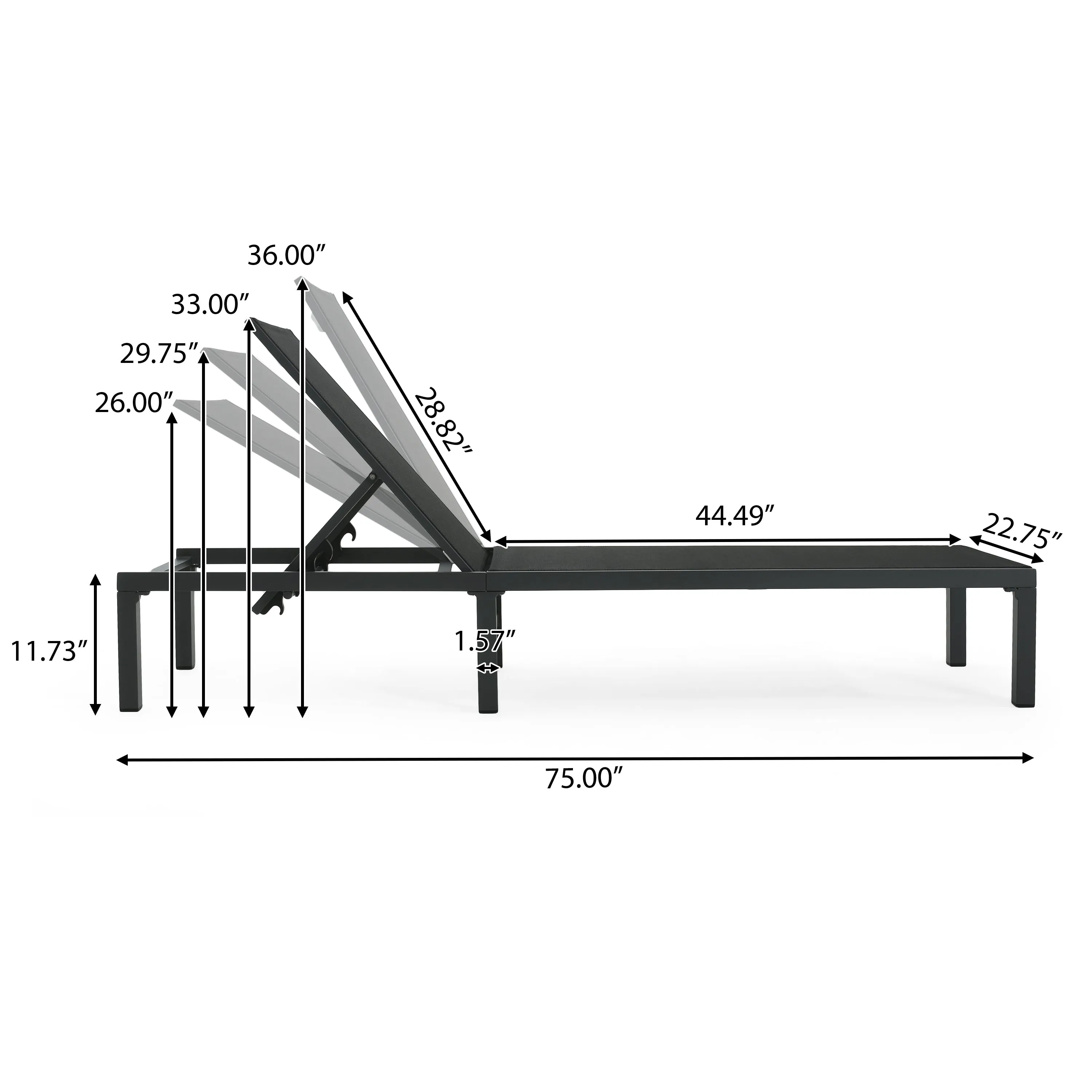 Deburoe Outdoor Adjustable Chaise Lounge(Set of 2)