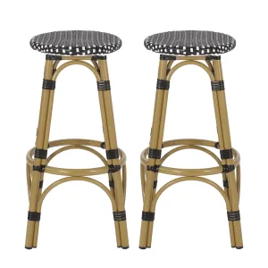 Dohney Outdoor French Aluminum 29.5 Inch Barstools, Set of 2 patio chairs, outdoor seating