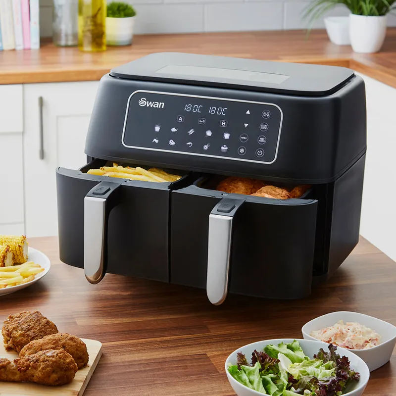 Dual Smart Air Fryer, 9L, Black