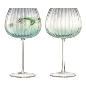 Dusk Pair of balloon goblets, H20.4 x D11.5cm, green/grey ceramic platter, appetizer tray