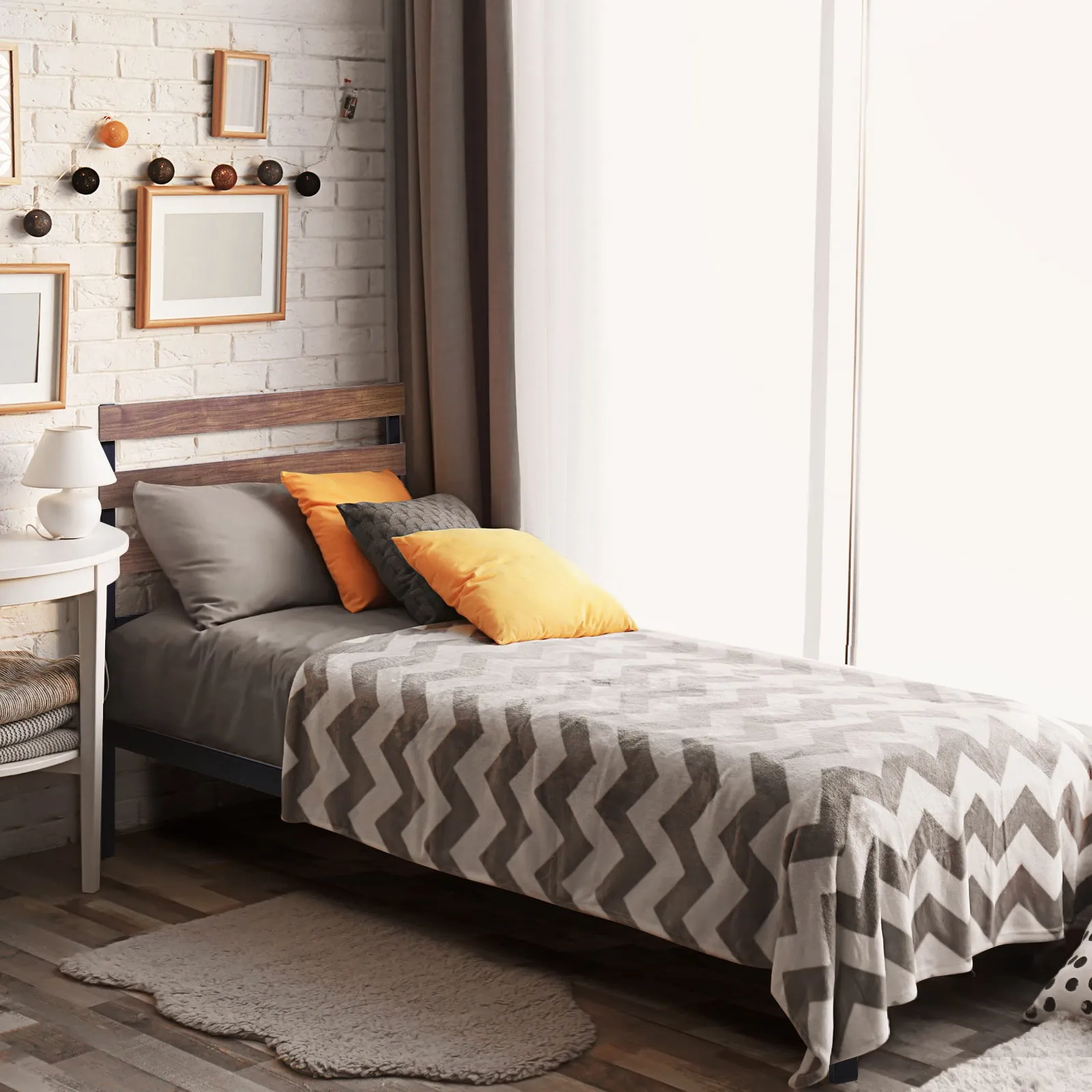 Easy Assembly Twin Metal Bed Frame No Box Spring Needed