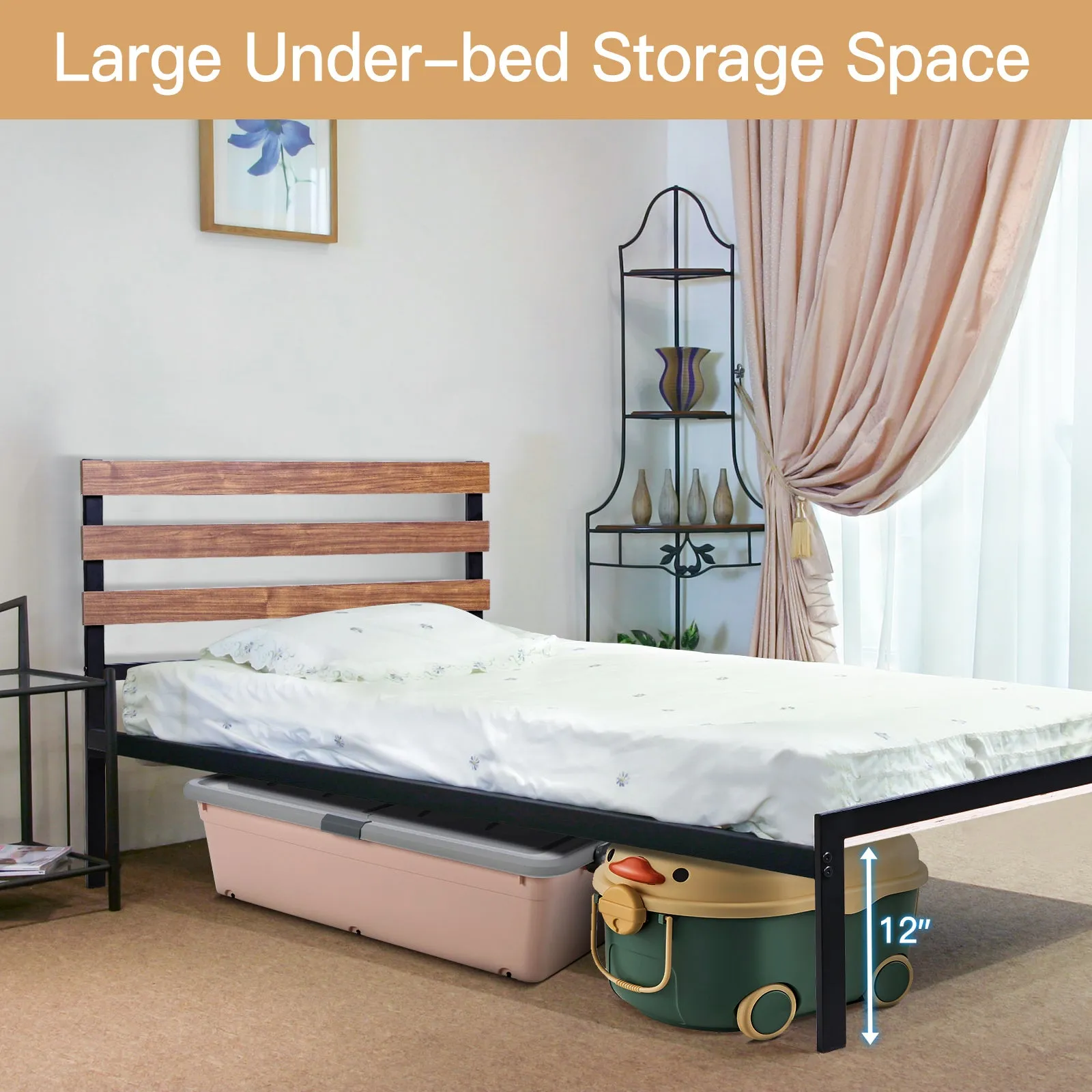 Easy Assembly Twin Metal Bed Frame No Box Spring Needed