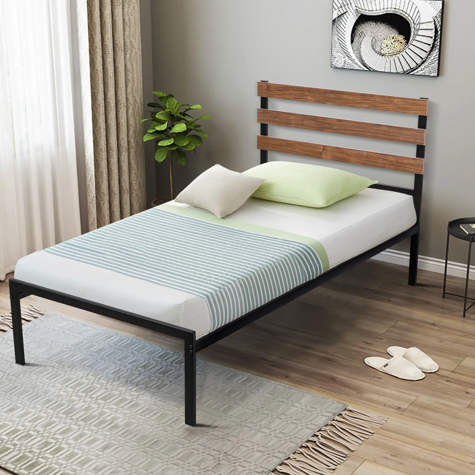 Easy Assembly Twin Metal Bed Frame No Box Spring Needed