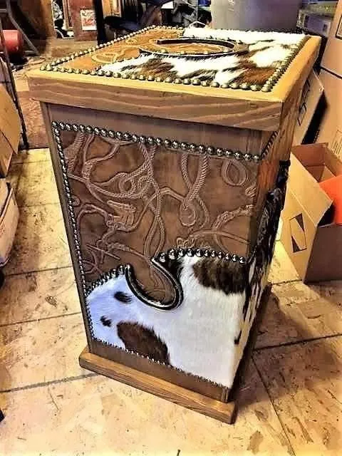 Elegant Leather & Cowhide Hamper for Rustic Western Decor