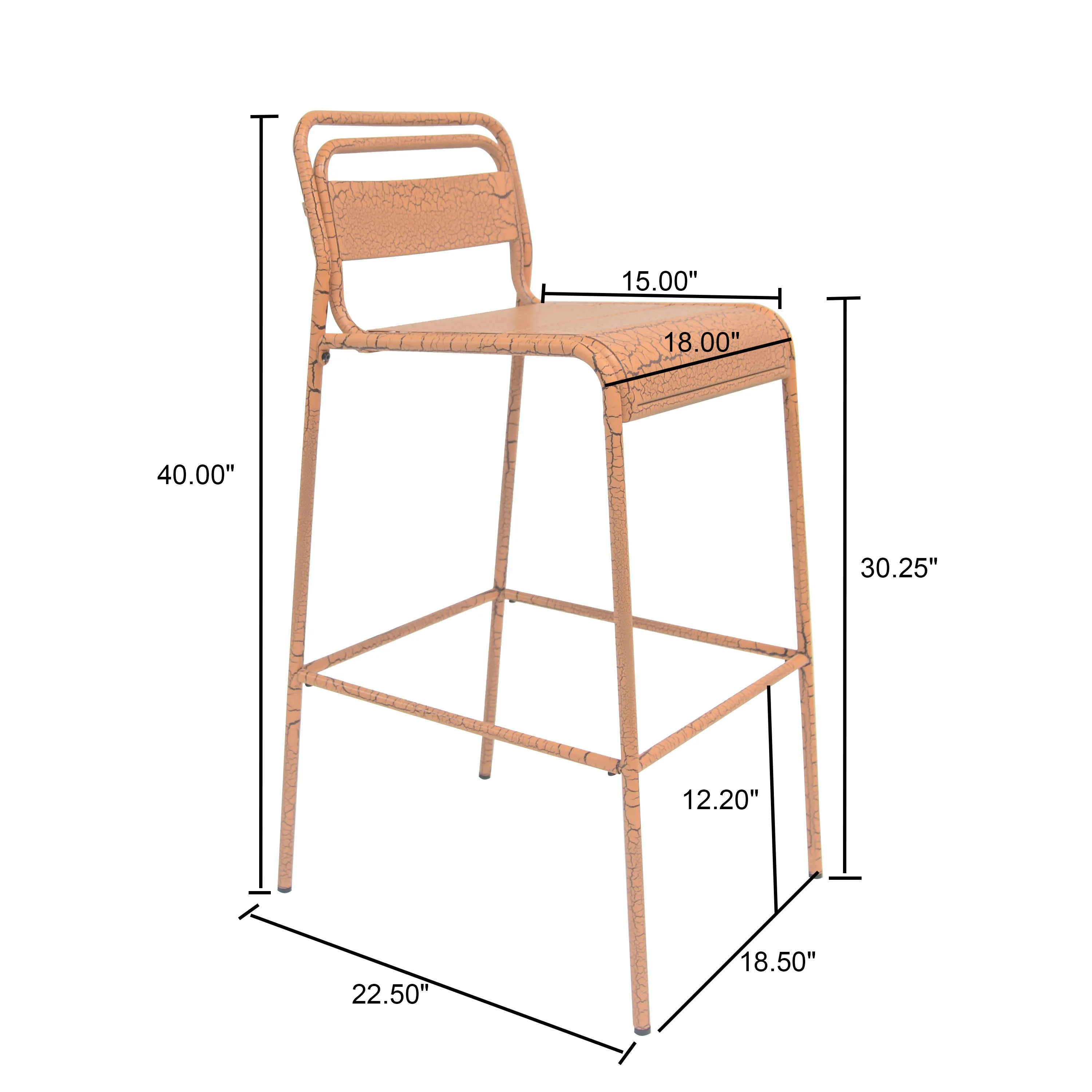 Elowen Outdoor Patio Bar Stools, Iron, Set of 2