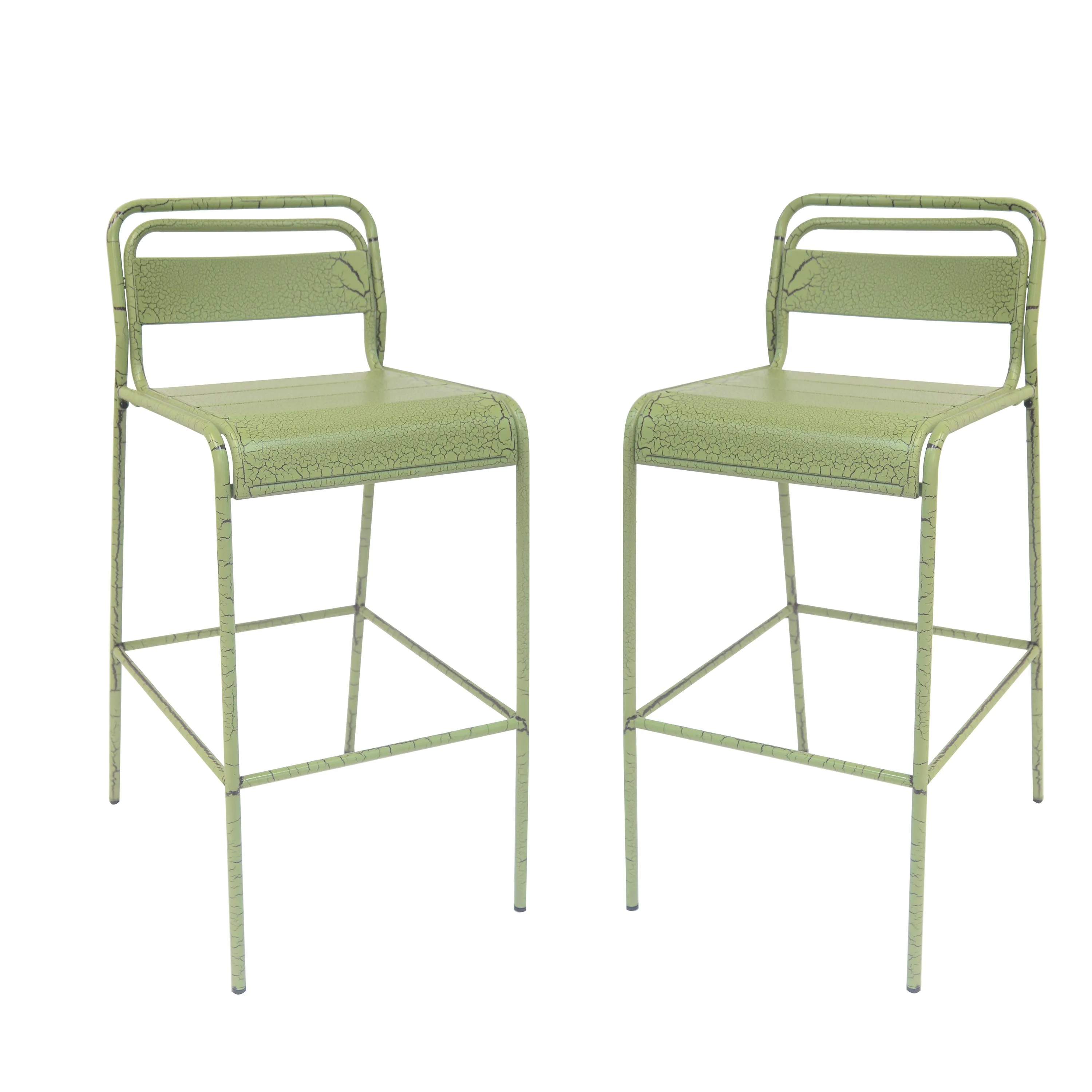 Elowen Outdoor Patio Bar Stools, Iron, Set of 2