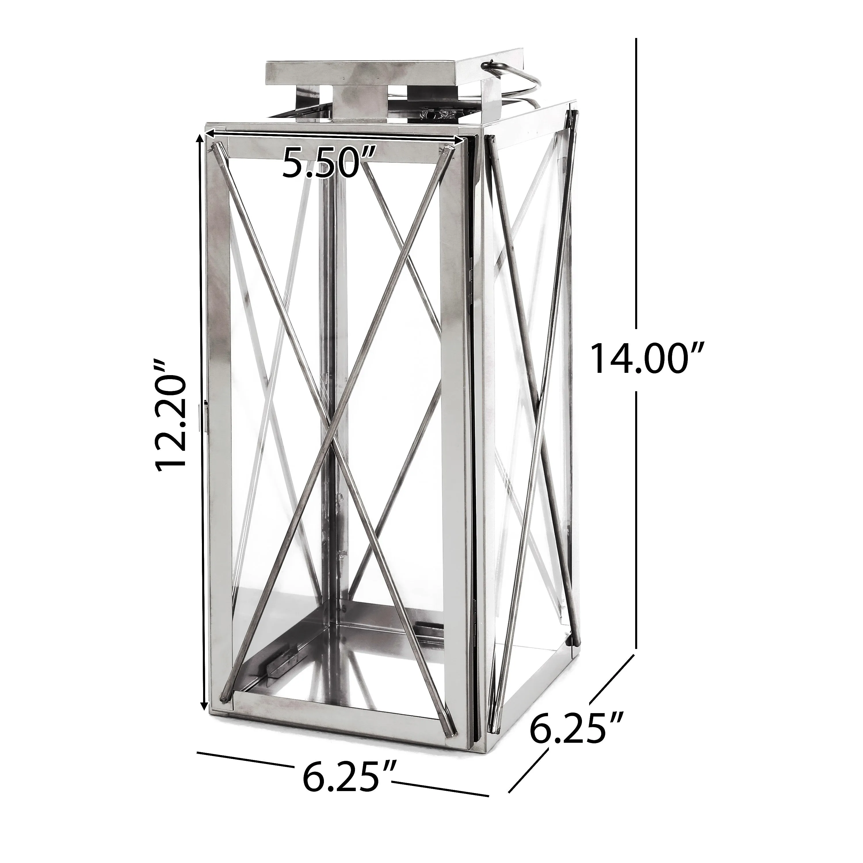 Elwick 14" Modern Stainless Steel Lantern