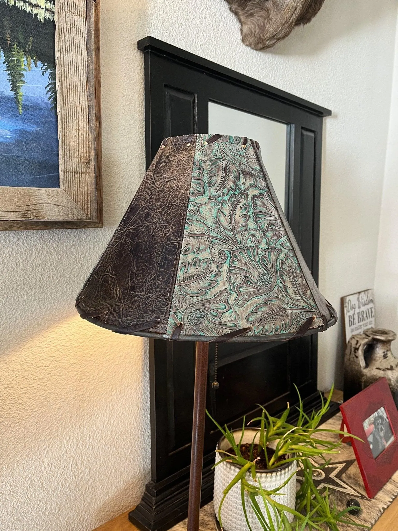 Embossed Leather Lamp Shades