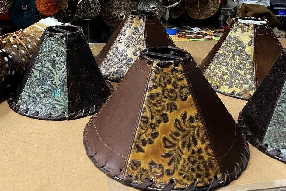 Embossed Leather Lamp Shades