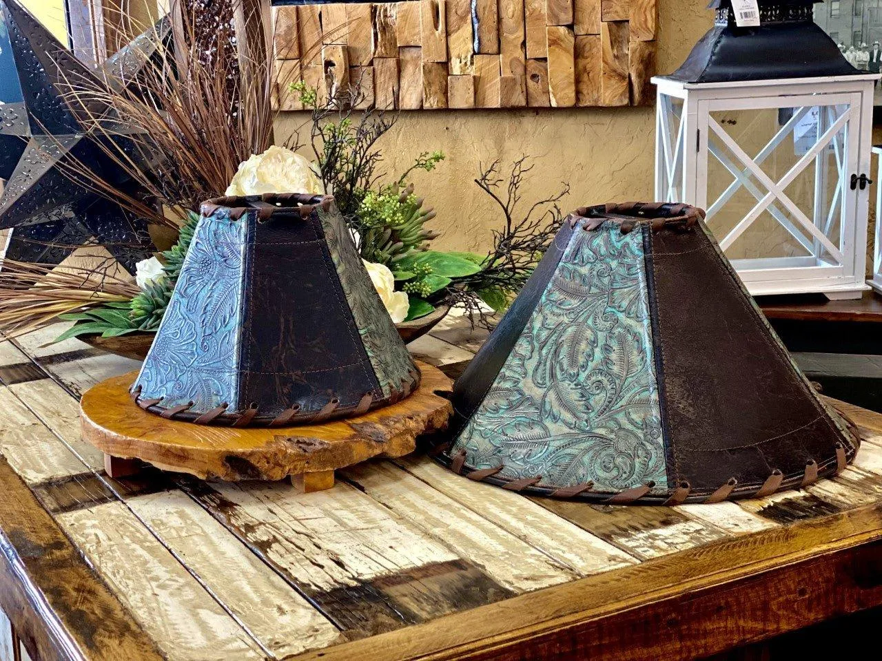Embossed Leather Lamp Shades