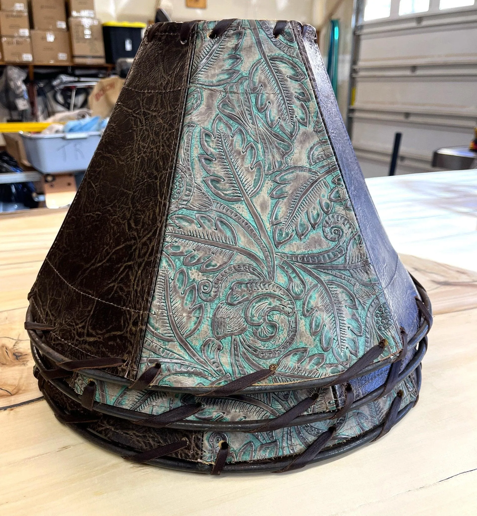 Embossed Leather Lamp Shades