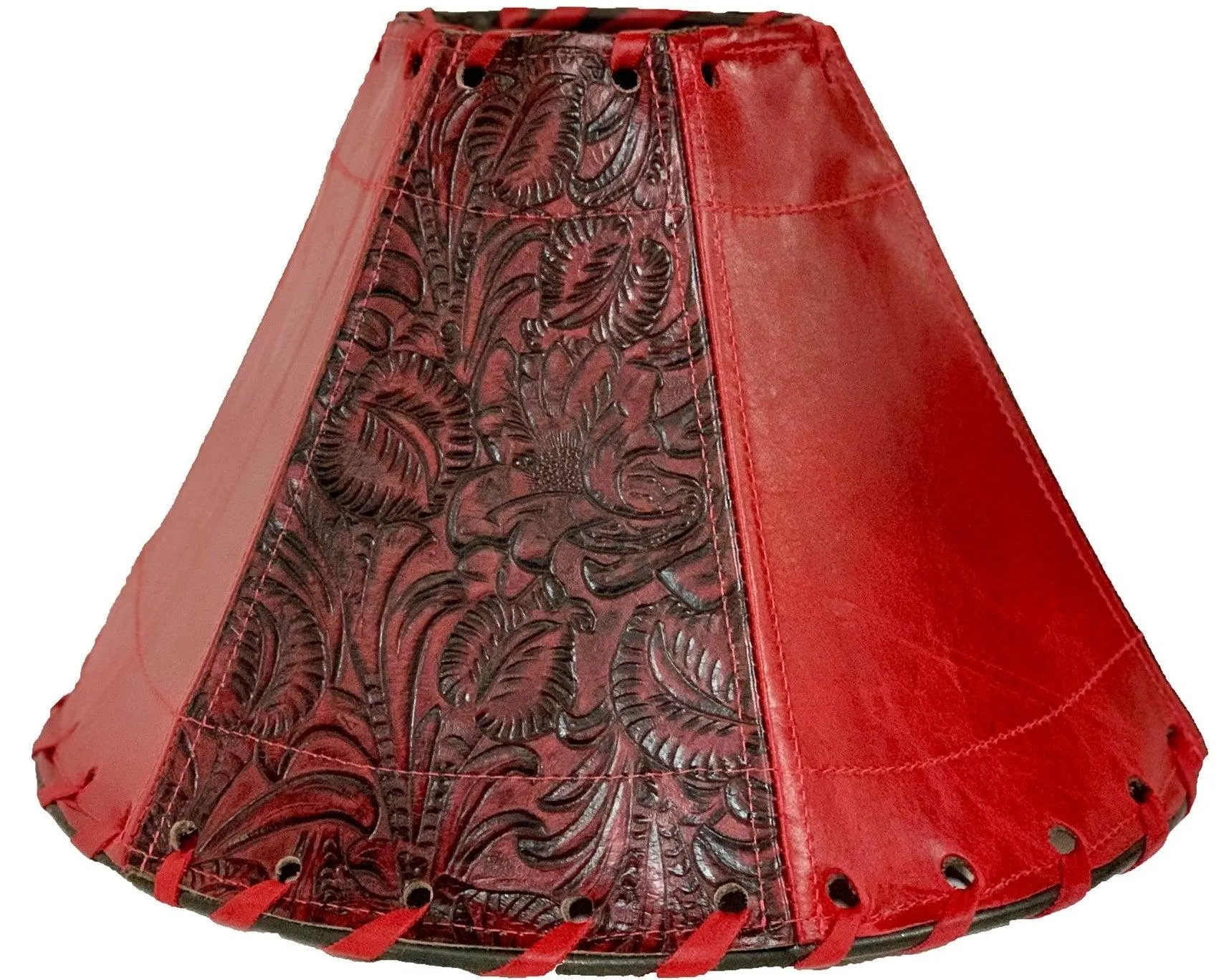 Embossed Red Leather Lamp Shades