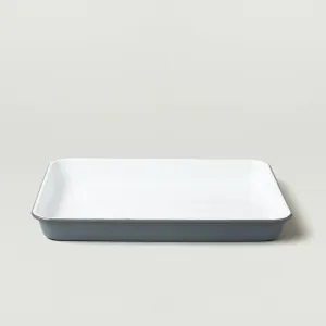 Enamel serving tray, L28 x W22 x H3.5cm, Pigeon Grey Rim curtain fabric, upholstery textile