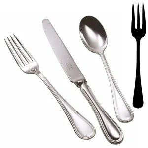 English Thread Large serving fork, Silver Plate napkin rings, dining placemats