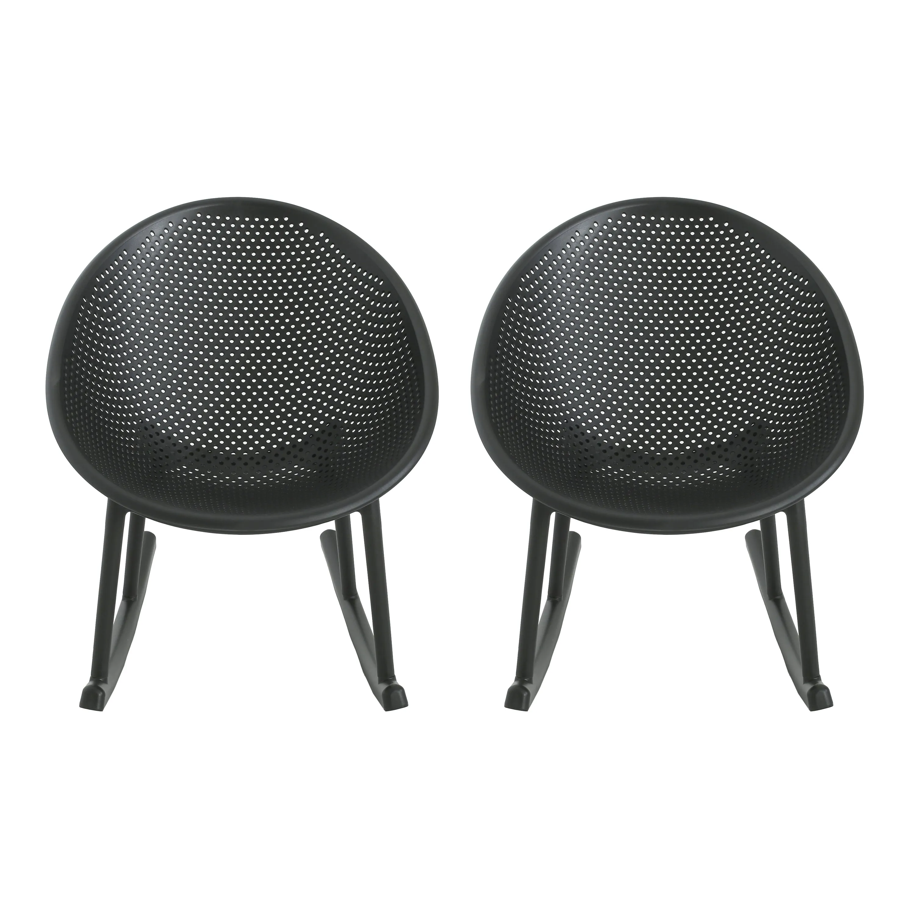 Ermon Indoor & Outdoor Polypropelene Plastic Rocking Chairs, Set of 2