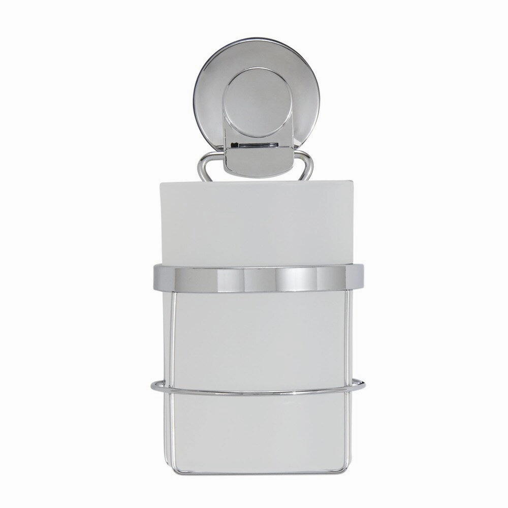 Everloc Solutions Stainless Steel Suction Cup Toothbrush Holder with Cup - Silver Toothbrush Holder,Bathroom Organizer