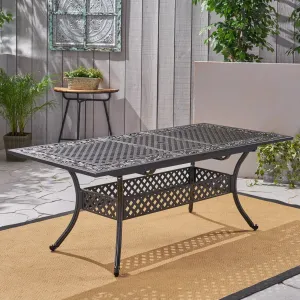 Expandable Patio Dining Table, 64" - 81", Cast Aluminum, Shiny Copper - NH715703 patio chairs, outdoor seating