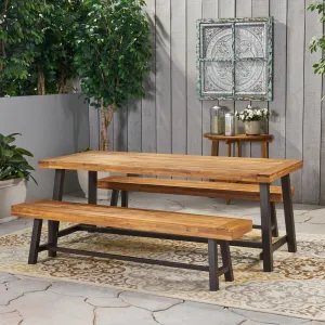 Farmhouse Outdoor Acacia Wood Picnic Dining Set - NH990013 patio chairs, outdoor seating