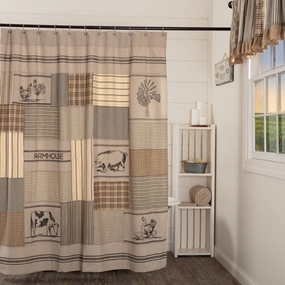 Farmstead Charcoal Patchwork Shower Curtain Lighting,Lamps Fixtures