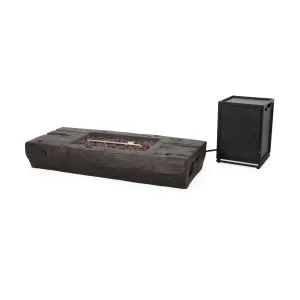 Faux Wood Slab Rectangular Propane Fire Pit - NH961313 patio chairs, outdoor seating