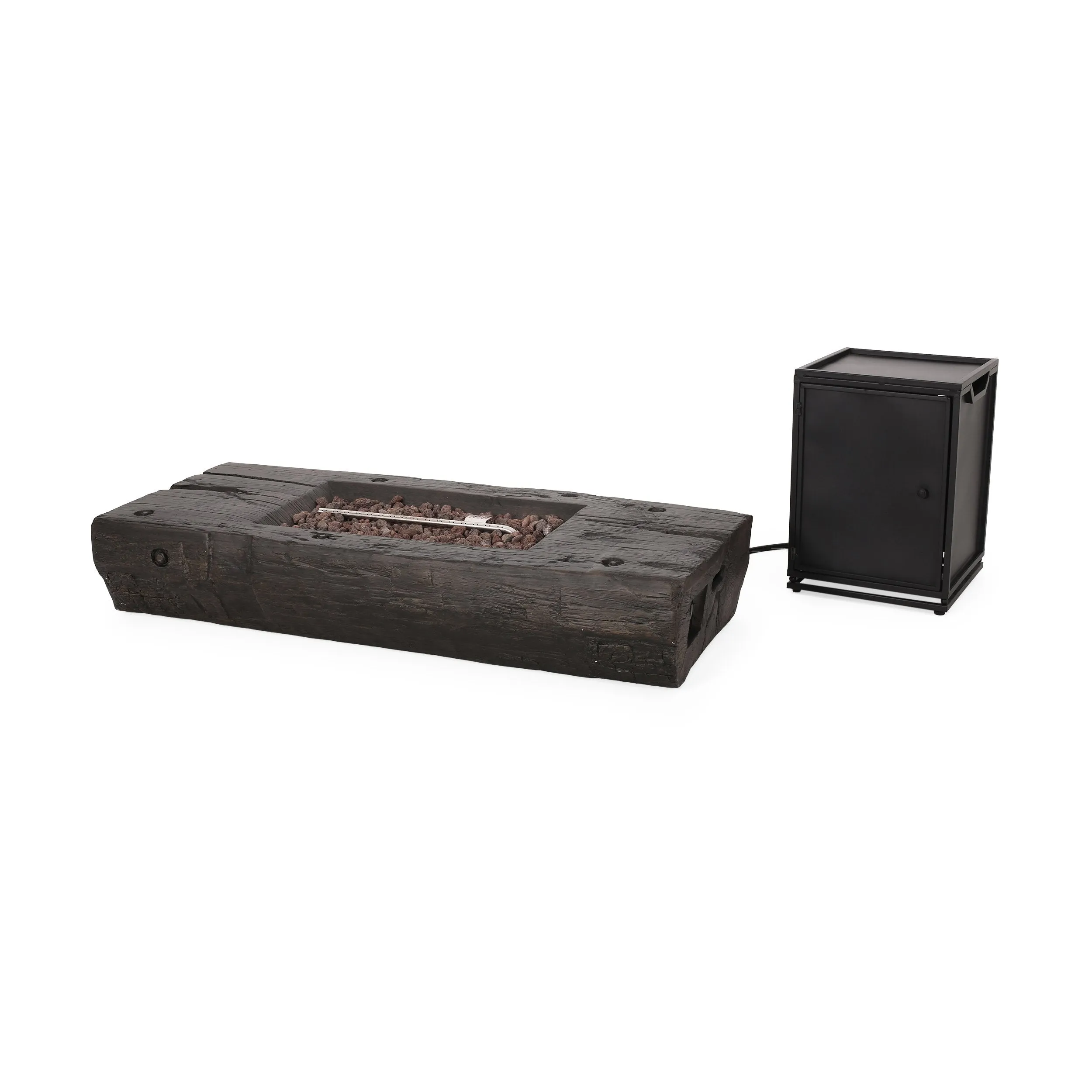 Faux Wood Slab Rectangular Propane Fire Pit - NH961313 patio chairs, outdoor seating