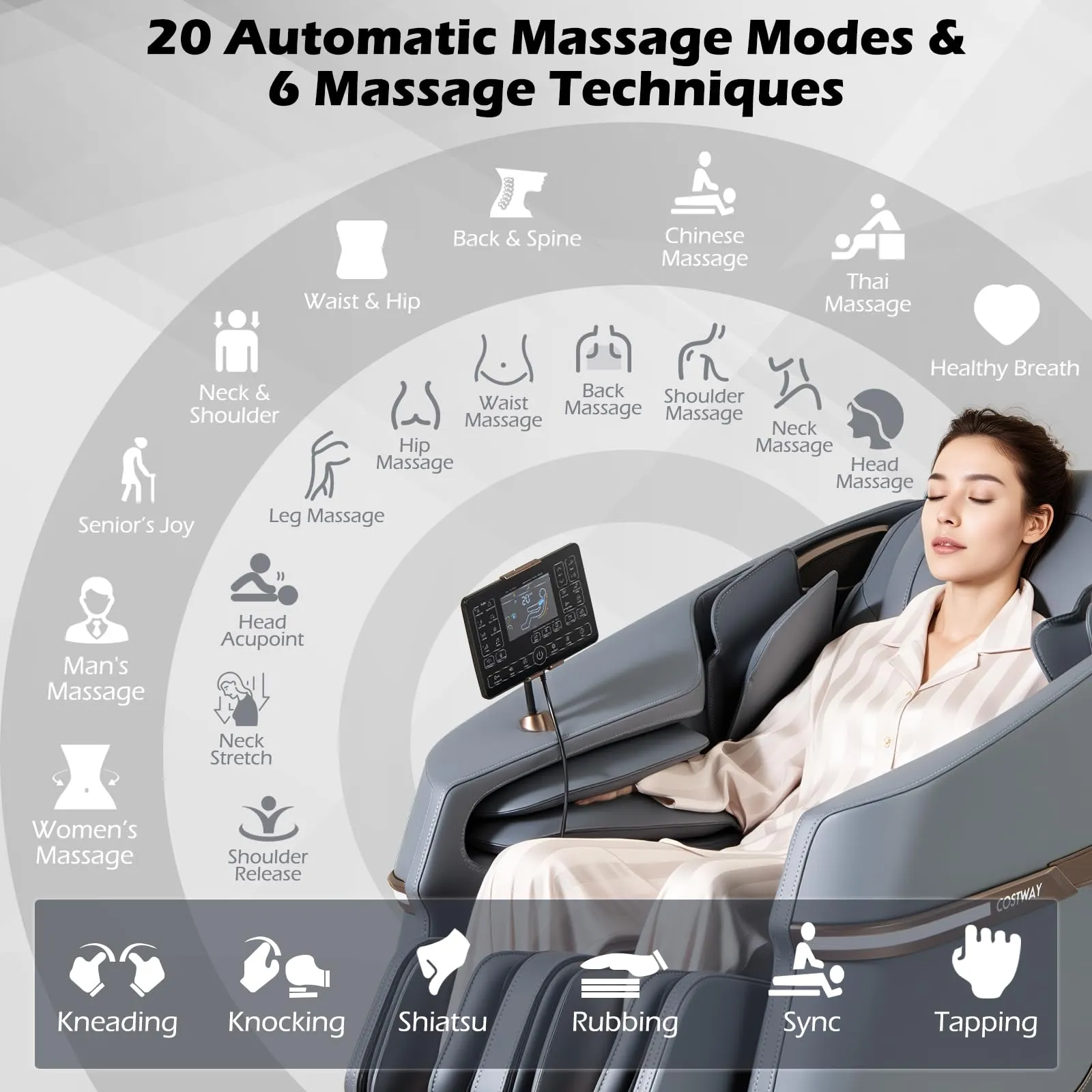 Full Body Zero Gravity Massage Chair, SL Track Massage Recliner w/Airbags