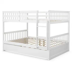 Full Over Full Bunk Beds with Ladder bed frame, queen bed