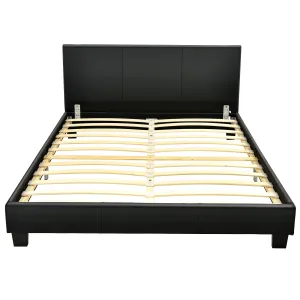Full Size Faux Leather Upholstered Platform Bed W/Headboard bed frame, queen bed