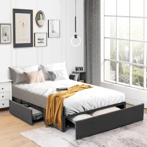 Full Size Platform Bed Frame with 3 Storage Drawers bed frame, queen bed