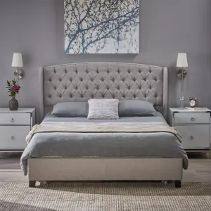 Fully Upholstered Fabric Queen Bed Set - NH462003 throw blanket, decorative pillow