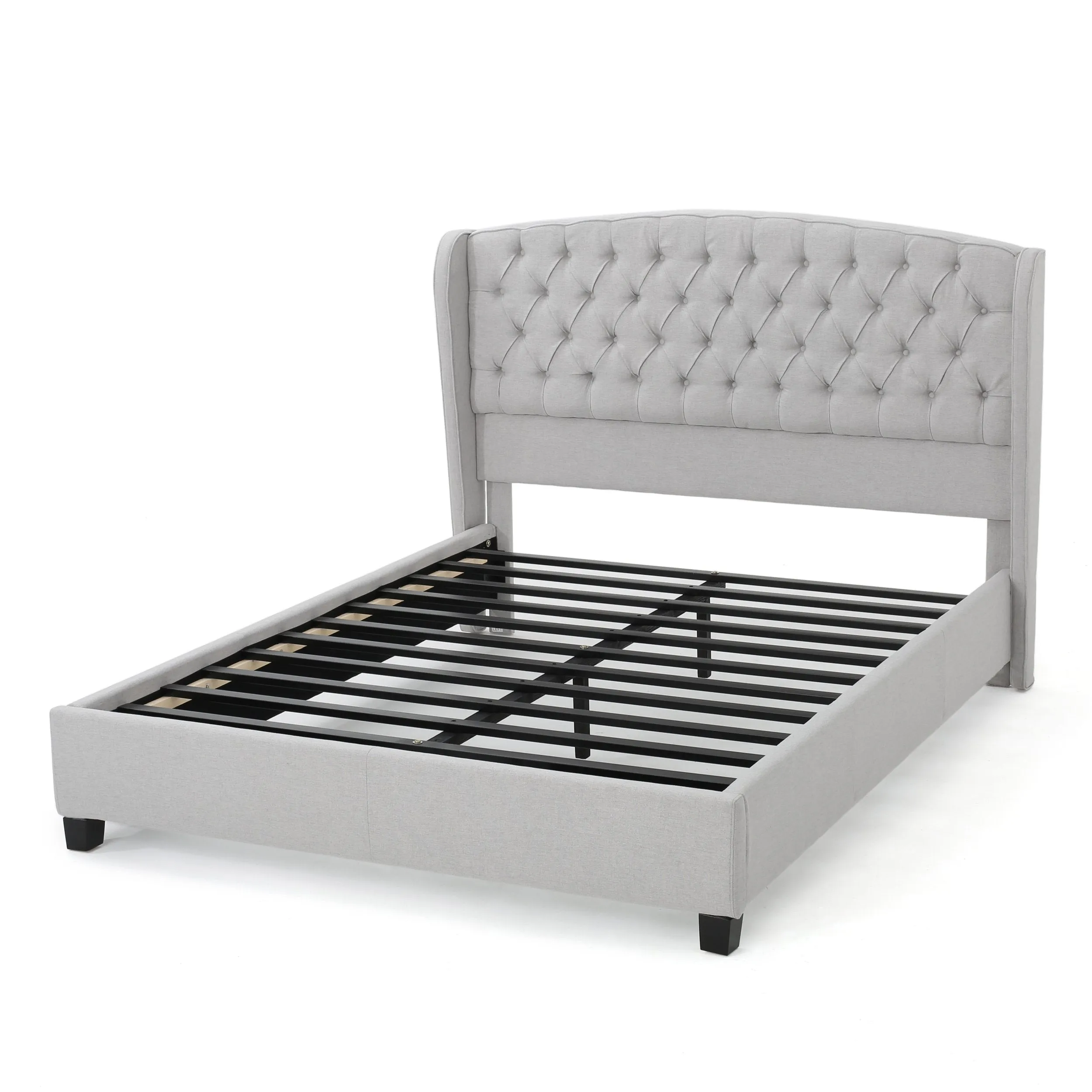 Fully-Upholstered King-Size Platform Bed Frame, Low-Profile, Contemporary - NH316703