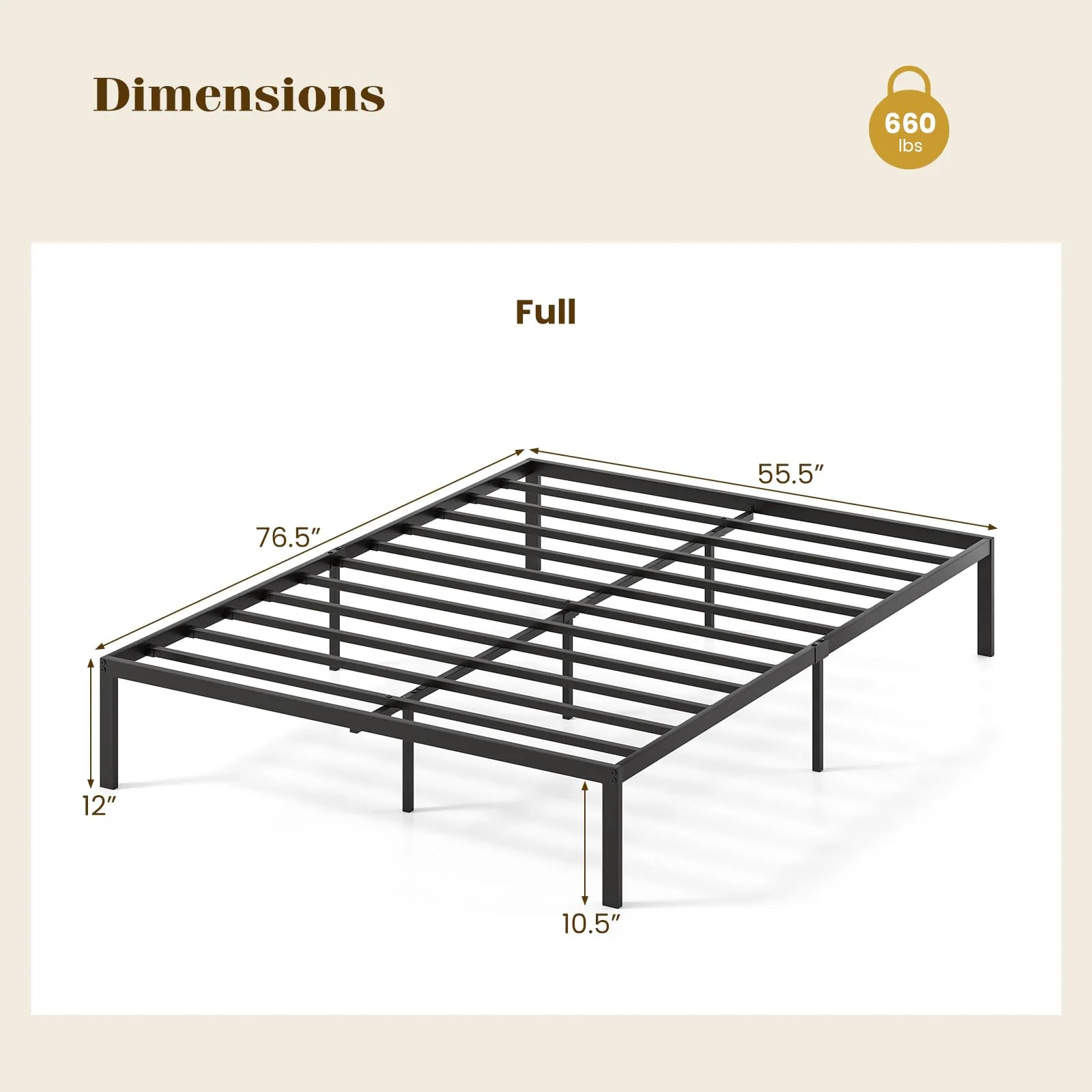 Giantex 12 Inch Metal Platform Bed Frame with Steel Slats Support