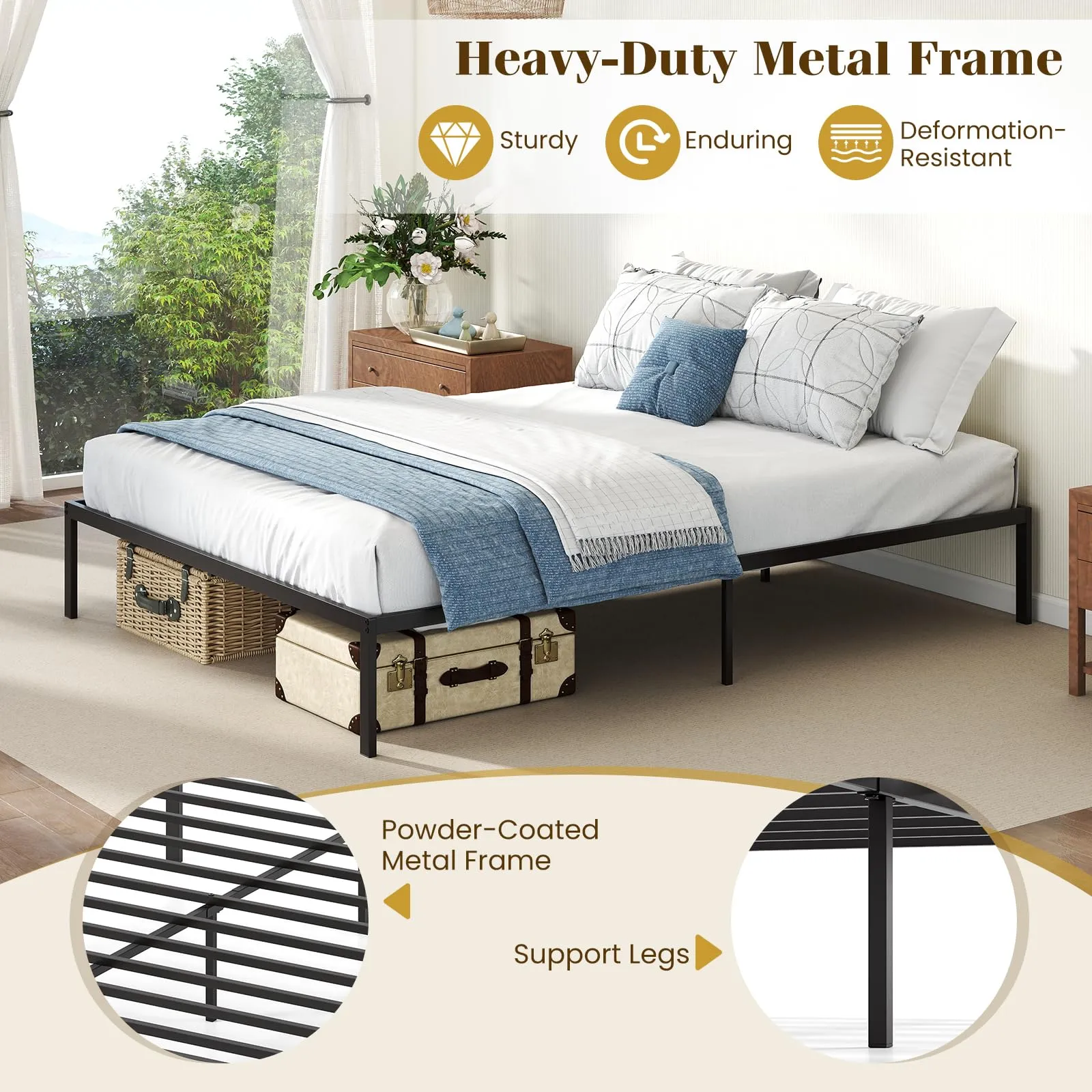 Giantex 12 Inch Metal Platform Bed Frame with Steel Slats Support
