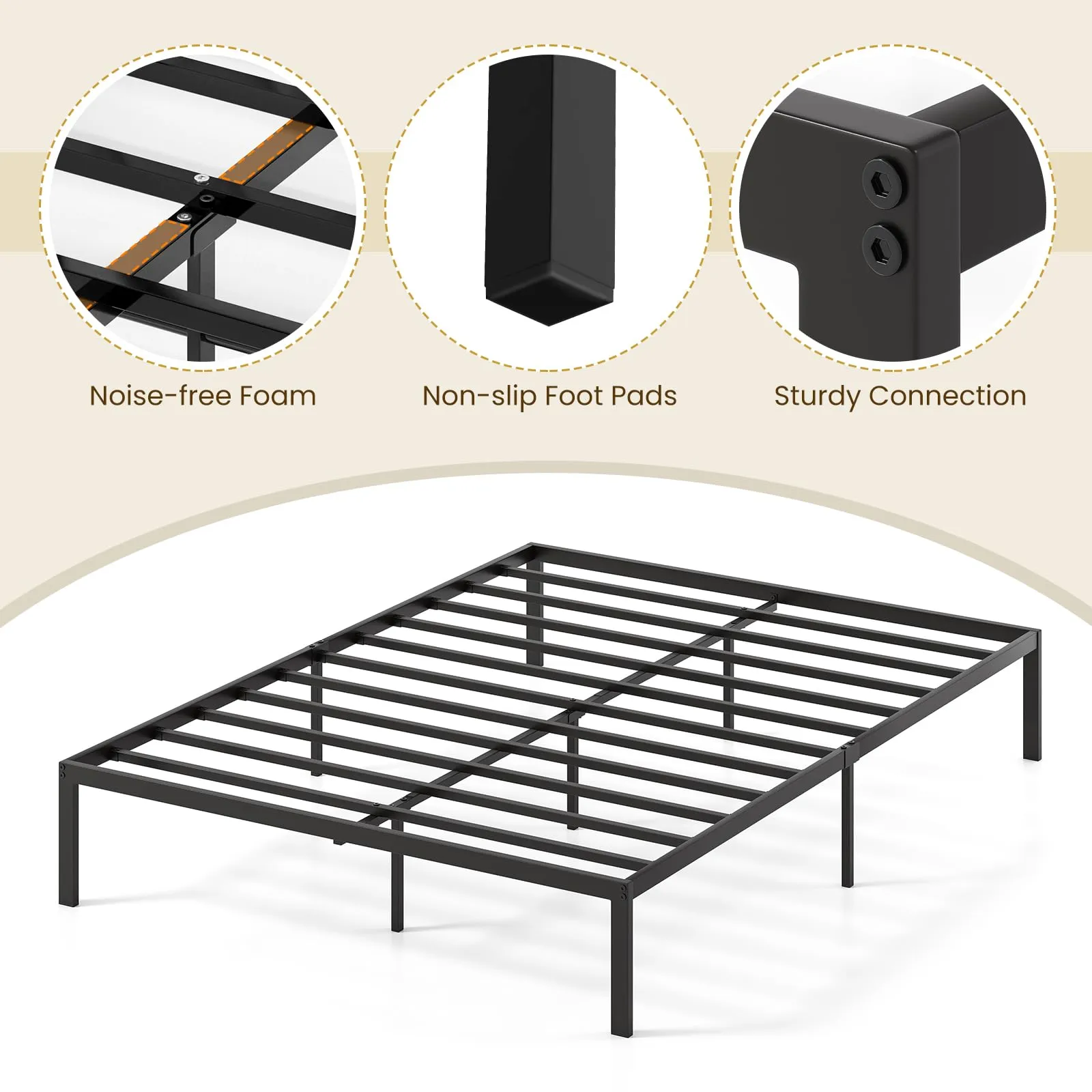 Giantex 12 Inch Metal Platform Bed Frame with Steel Slats Support