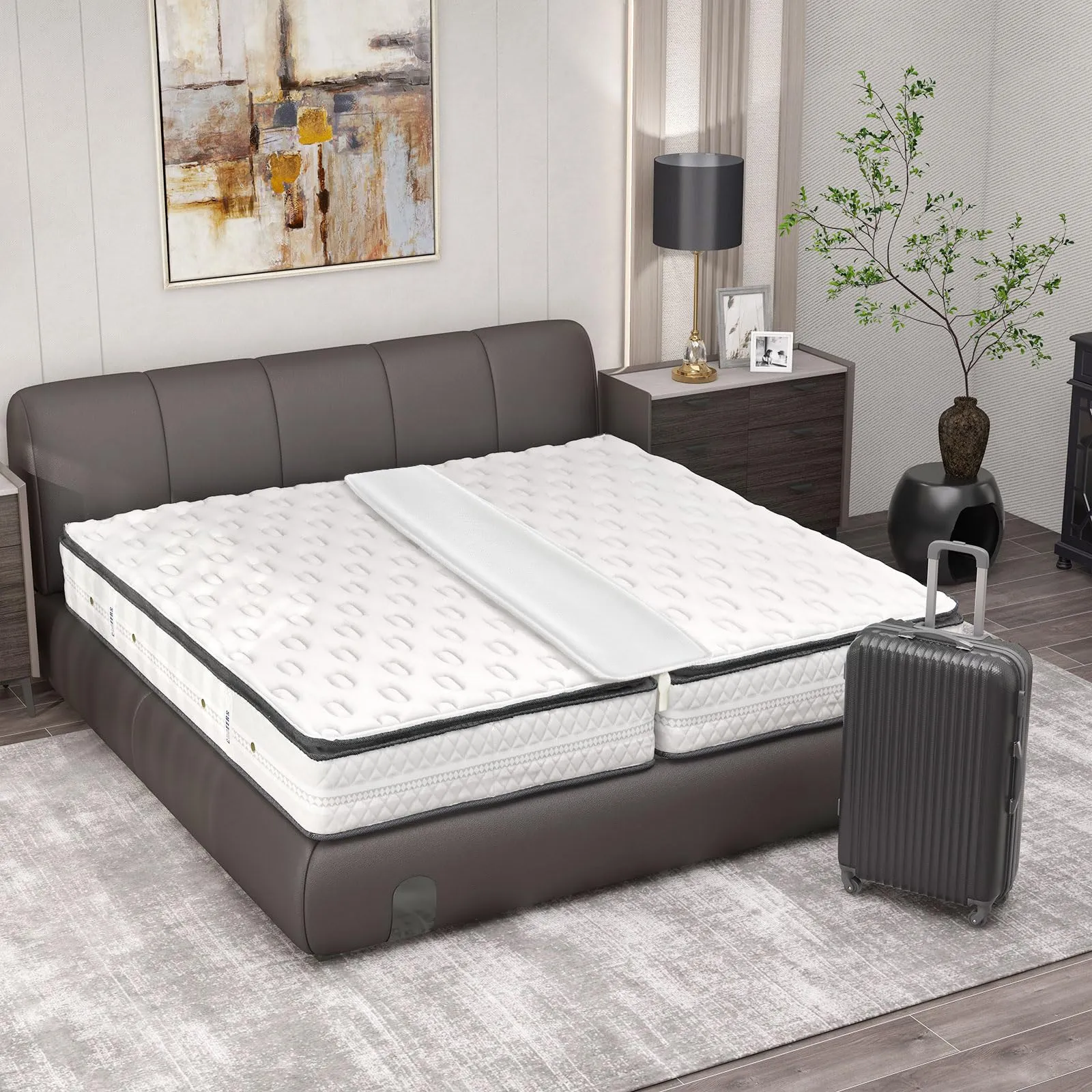 Giantex 12"/10" Wide Bed Bridge Twin to King Converter Kit bed frame, queen bed