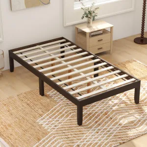 Giantex 14 Inch Twin Wood Platform Bed Frame, Minimalist Twin Bed Frame with Wooden Slats Support & Rubber Wood Legs bed frame, queen bed