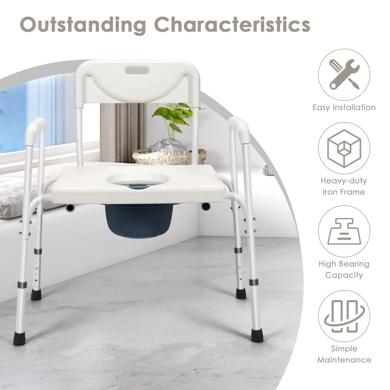 Giantex 3-in-1 Bedside Commode Chair