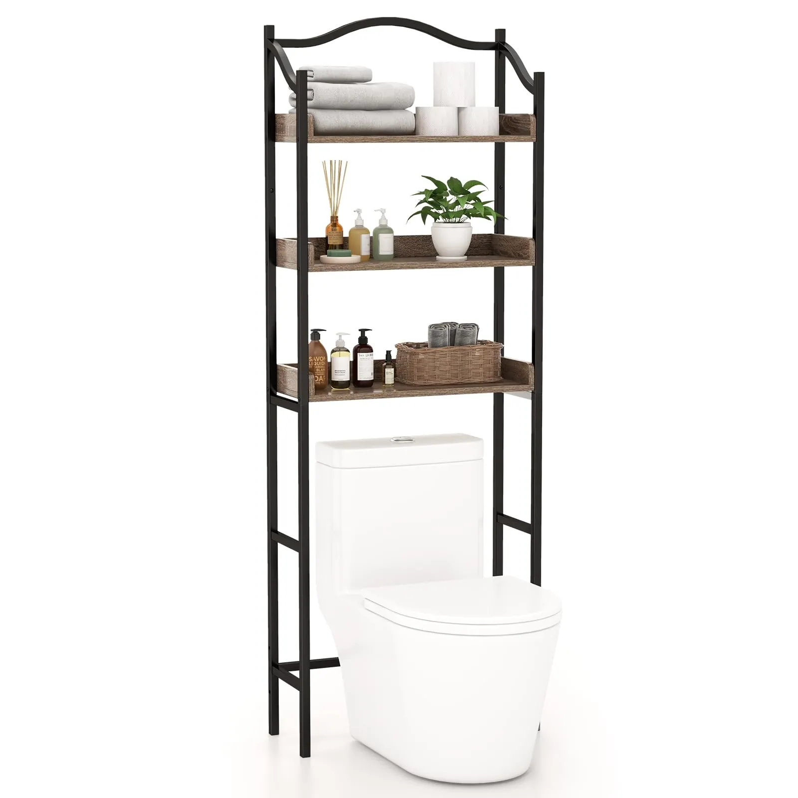 Giantex 3-Tier Over-The-Toilet Rack bathroom organizer, toilet brush holder