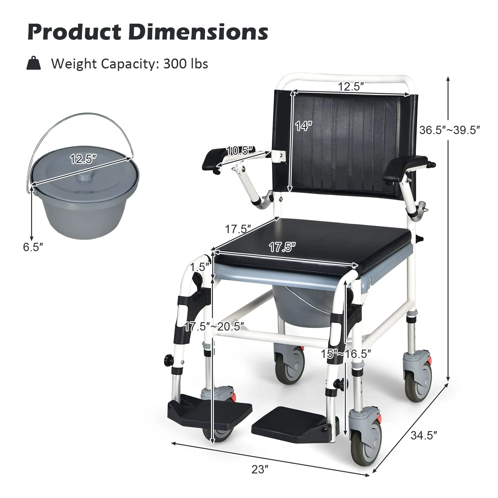 Giantex 4-in-1 Bedside Commode Shower Wheelchair