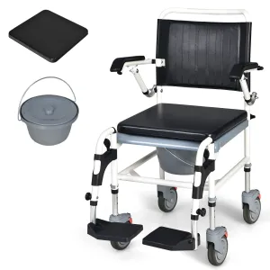 Giantex 4-in-1 Bedside Commode Shower Wheelchair bathroom organizer, toilet brush holder