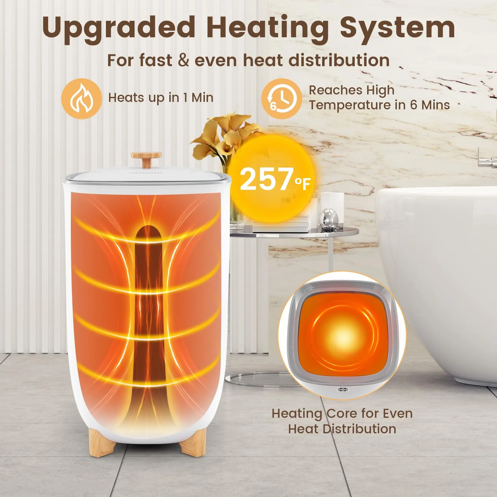 Giantex 40L Large Towel Warmer Bucket, Hot Towel Bucket for Bathroom Spa