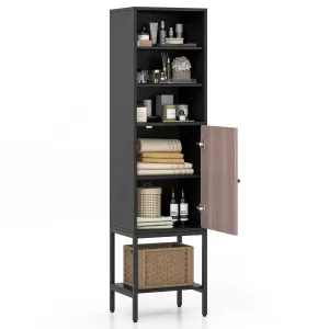 Giantex 57 Tall Bathroom Storage Cabinet, Bathroom Floor Cabinet with Door, Adjustable Shelves & Foot Pads bathroom organizer, toilet brush holder
