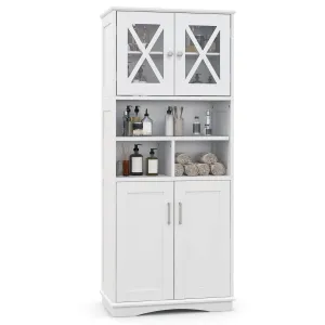 Giantex 57" Tall Bathroom Cabinet, Storage Cabinet with Acrylic Doors & Adjustable Shelves bathroom organizer, toilet brush holder