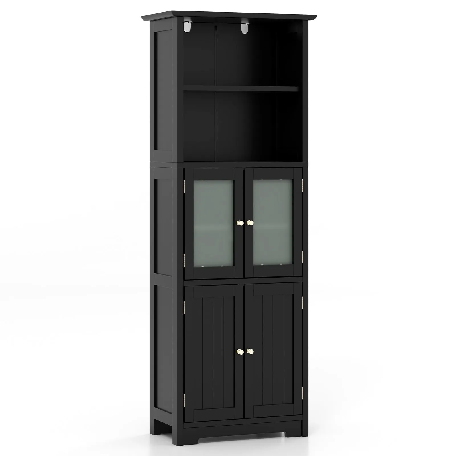 Giantex 64" Tall Bathroom Storage Cabinet, Freestanding Kitchen Pantry Cupboard with 2 Cabinets