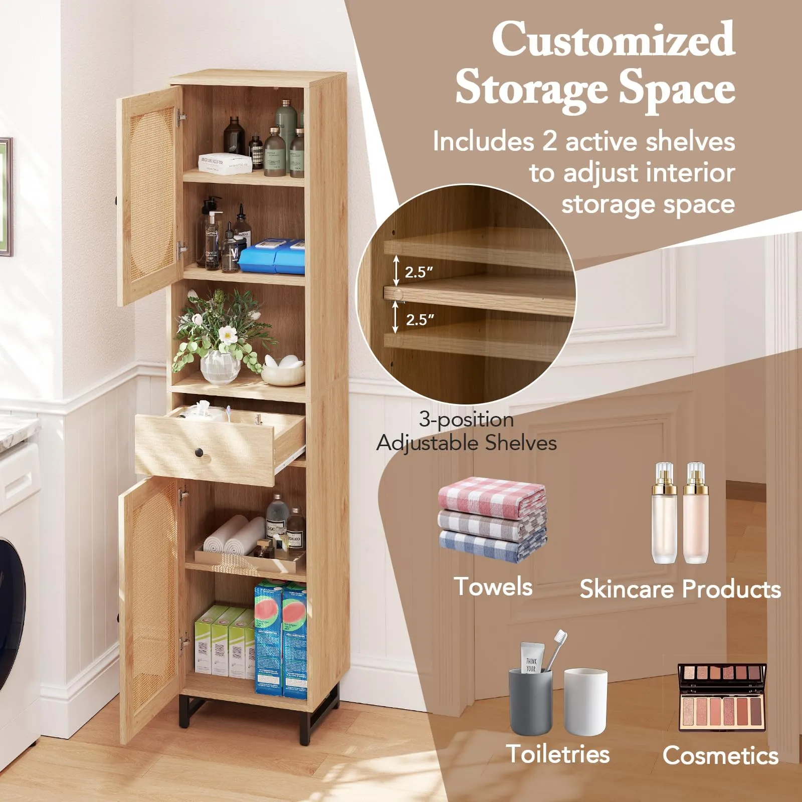 Giantex 67" Tall Bathroom Cabinet