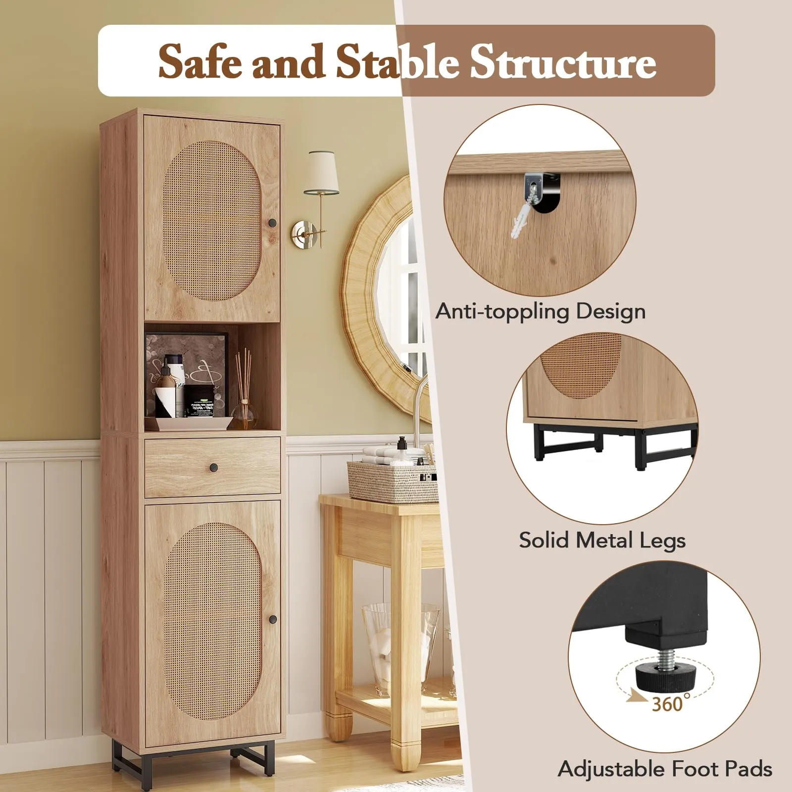 Giantex 67" Tall Bathroom Cabinet
