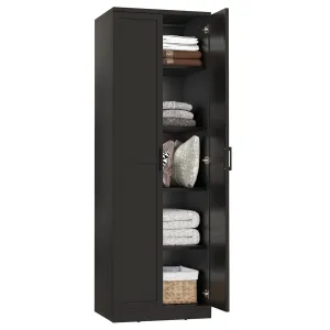 Giantex 70" Tall Wooden Storage Cabinet with 2 Doors and 5 Adjustable Shelves bathroom organizer, toilet brush holder